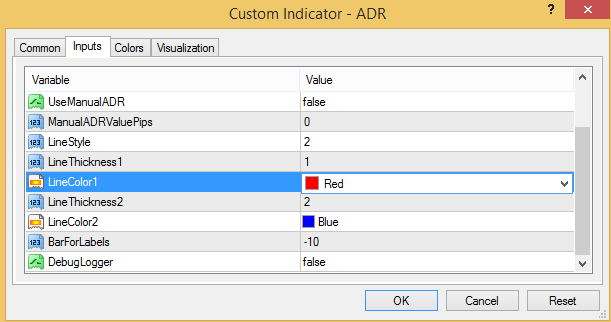 ADR input value